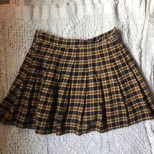 COPY - Womens yellow plaid tartan pleated mini skirt / grunge skater coquette c…